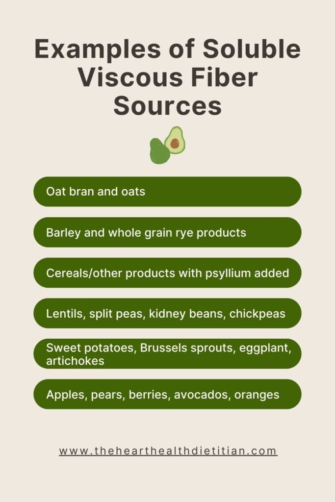 Examples of soluble viscous fiber sources infographic.
